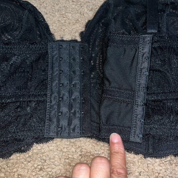 Torrid Curve Scroll Lace Sheer Lined Underwire Longline Bra Rich Black 5X / 28 - Picture 8 of 11